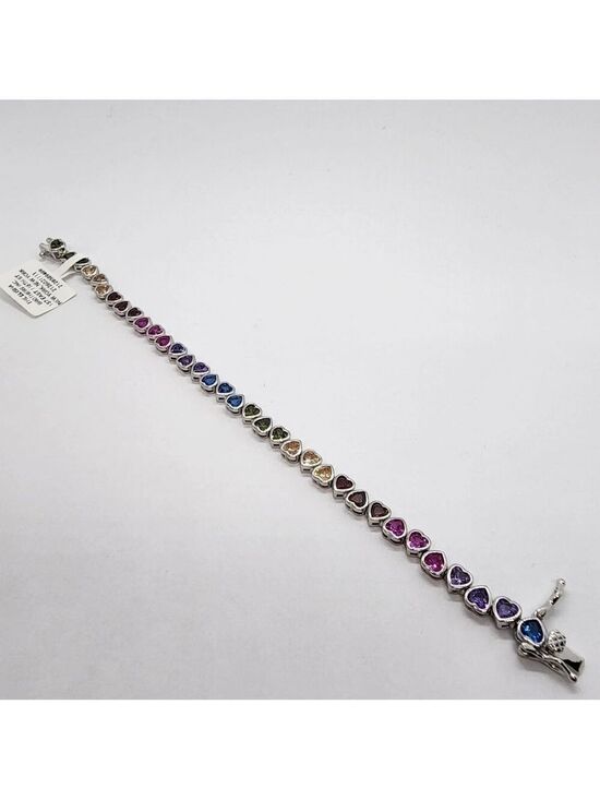 Jewelry - Sterling Silver 925 Rainbow Hearts Bracelet – Colorful & Charming Jewelry